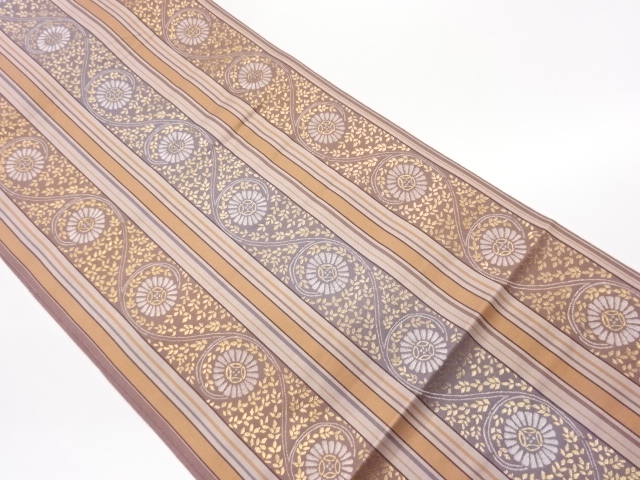 JAPANESE FUKURO OBI / WOVEN FLOWER ARABESQUE